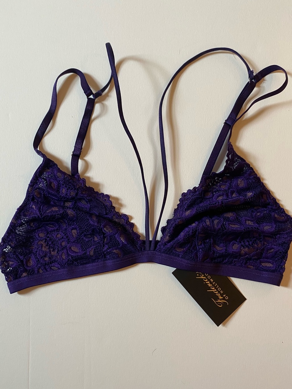 Frederick's of Hollywood Deep Purple Lace Bralette with Double Front Straps